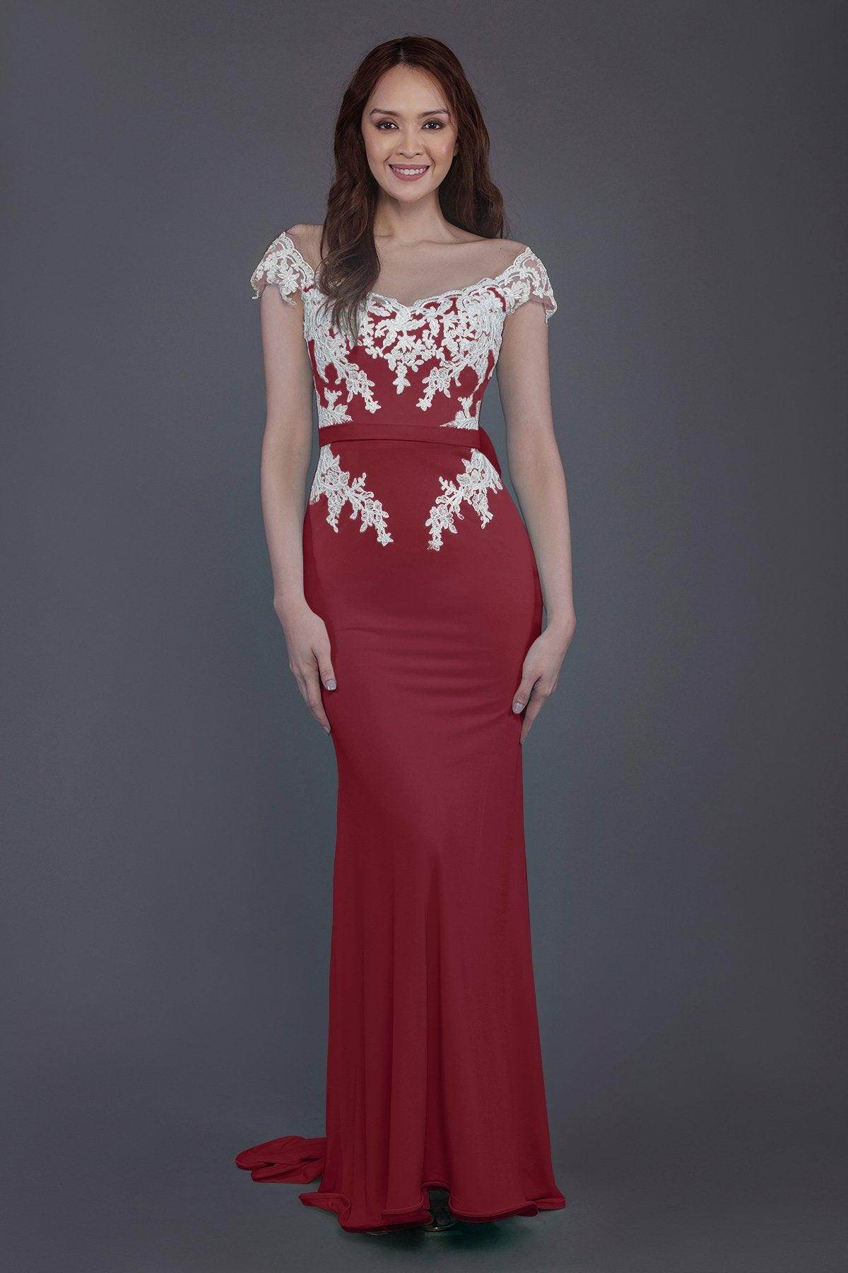 Trumpet Sweep Train Knitted Fabric Bridesmaid Dress PR3562 - COCOMELODY